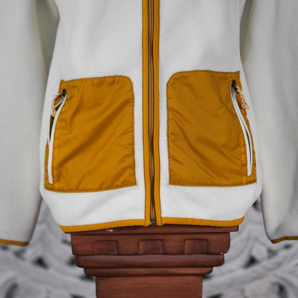 Burton Women’s Fleece Hooded Jacket XS Cream Mustard Zip-Up Cozy Outdoor - Picture 6 of 8